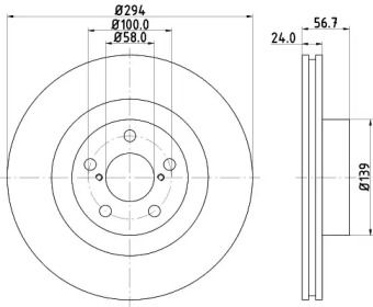 Вентилируемый тормозной диск на Субару Форестер 3 Hella 8DD 355 112-051.
