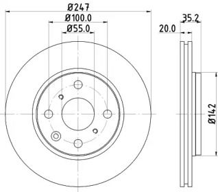 Перфорований гальмівний диск на Пежо 107  Hella 8DD 355 112-311.