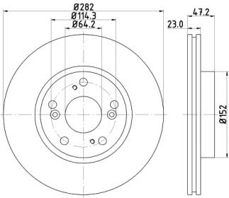 Вентильований гальмівний диск на Acura ILX  Hella 8DD 355 118-131.