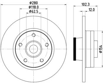 Тормозной диск на Nissan Primastar  Hella 8DD 355 123-251.