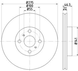 Вентилируемый тормозной диск Hella 8DD 355 113-591.