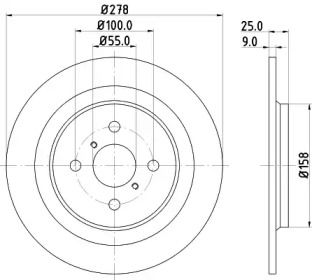 Тормозной диск Hella 8DD 355 114-051.