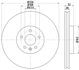 Вентилируемый тормозной диск на Вольво В60  Hella 8DD 355 119-131.