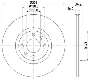 Вентилируемый тормозной диск на Ситроен С4  Hella 8DD 355 119-161.