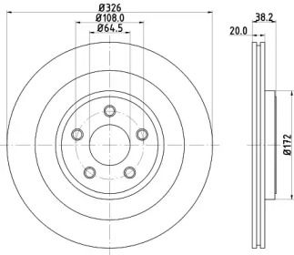 Вентилируемый тормозной диск на Ягуар ХФ  Hella 8DD 355 128-971.