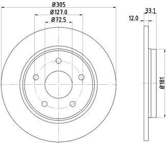 Тормозной диск Hella 8DD 355 129-001.
