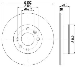 Вентильований гальмівний диск на Кіа Піканто  Hella 8DD 355 116-201.