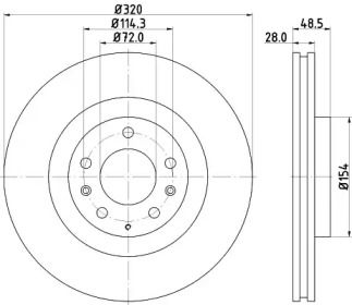 Вентильований гальмівний диск на Mazda CX-7  Hella 8DD 355 118-201.
