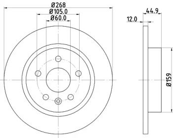 Тормозной диск на Шевроле Авео Т300 Hella 8DD 355 116-581.