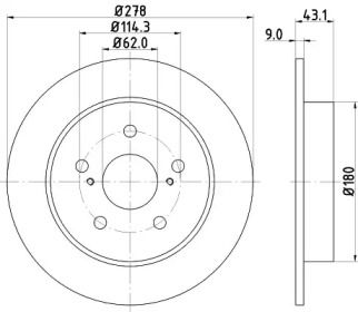 Тормозной диск на Suzuki SX4  Hella 8DD 355 116-791.