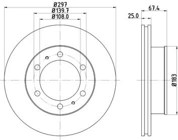 Вентилируемый тормозной диск Hella 8DD 355 116-821.