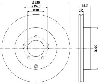 Вентилируемый тормозной диск Hella 8DD 355 116-881.