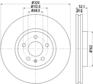 Вентильований гальмівний диск на Ауді А6 С7 Hella 8DD 355 117-191.
