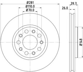 Вентилируемый тормозной диск Hella 8DD 355 117-231.