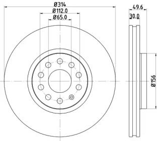 Вентилируемый тормозной диск Hella 8DD 355 117-791.