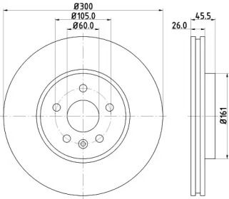 Вентилируемый тормозной диск Hella 8DD 355 118-391.