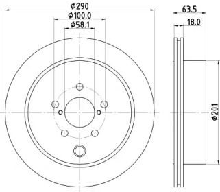 Вентильований гальмівний диск на Тайота ГТ86  Hella 8DD 355 122-281.