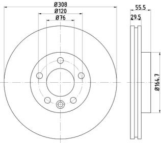 Вентилируемый тормозной диск Hella 8DD 355 123-511.