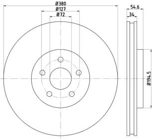 Вентильований гальмівний диск Hella 8DD 355 125-131.