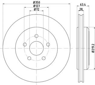 Перфорований гальмівний диск Hella 8DD 355 125-141.