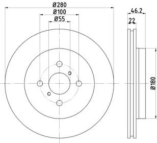 Вентильований гальмівний диск Hella 8DD 355 125-491.