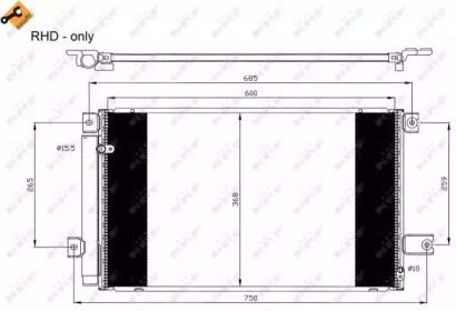 Радіатор кондиціонера на Тайота Авенсіс  NRF 35629.