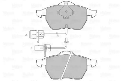 Передние тормозные колодки на Audi A4 B6 Valeo 598483.