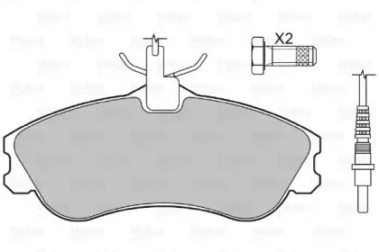 Переднї гальмівні колодки на Peugeot 206  Valeo 598398.