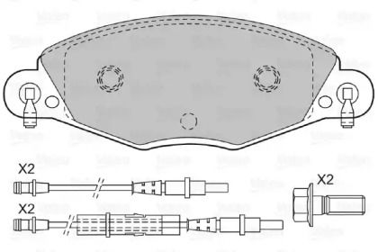 Переднї гальмівні колодки Valeo 598416.