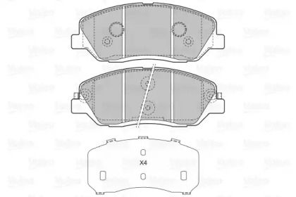 Переднї гальмівні колодки на Hyundai Santa Fe 2 Valeo 598937.