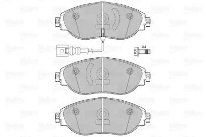 Передние тормозные колодки на Volkswagen Passat B8 Valeo 601286.