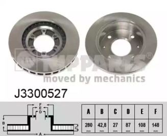 Вентильований гальмівний диск на Hyundai Terracan  Nipparts J3300527.