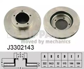 Вентильований гальмівний диск Nipparts J3302143.