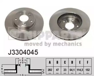 Вентилируемый тормозной диск Nipparts J3304045.
