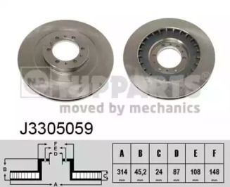 Вентилируемый тормозной диск Nipparts J3305059.