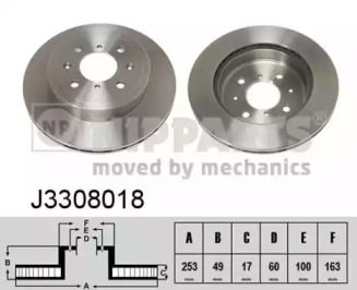 Вентилируемый тормозной диск на Сузуки Вагон Р  Nipparts J3308018.