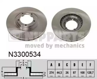 Вентилируемый тормозной диск Nipparts N3300534.