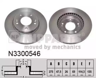 Вентилируемый тормозной диск Nipparts N3300546.