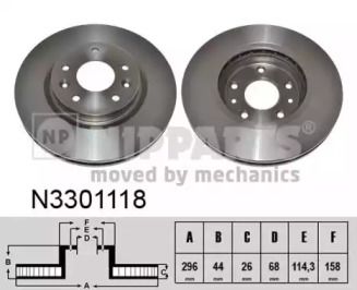 Вентильований гальмівний диск Nipparts N3301118.