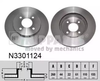 Вентилируемый тормозной диск на Ниссан Тиида  Nipparts N3301124.