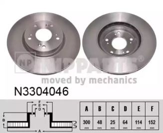 Вентилируемый тормозной диск Nipparts N3304046.