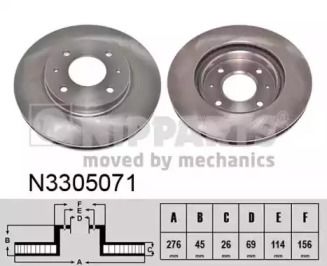 Вентилируемый тормозной диск на Митсубиси Лансер  Nipparts N3305071.