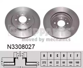 Вентилируемый тормозной диск Nipparts N3308027.