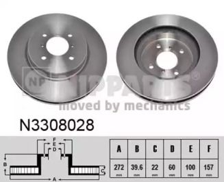 Вентилируемый тормозной диск Nipparts N3308028.