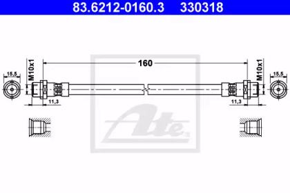 Тормозной шланг на Audi 80  ATE 83.6212-0160.3.