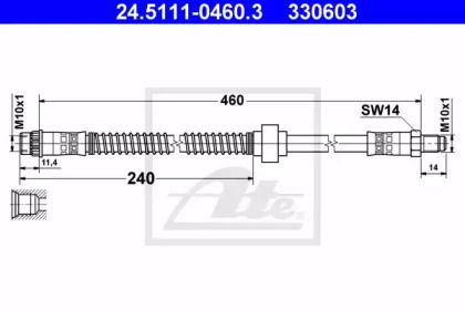 Тормозной шланг на Citroen Berlingo  ATE 24.5111-0460.3.