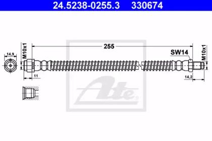 Тормозной шланг на Mercedes-Benz CLS  ATE 24.5238-0255.3.