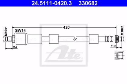 Гальмівний шланг на Citroen C4  ATE 24.5111-0420.3.