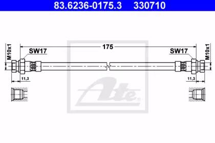 Тормозной шланг на Фольксваген Кадди  ATE 83.6236-0175.3.
