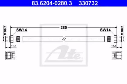 Гальмівний шланг на Mercedes-Benz SL  ATE 83.6204-0280.3.